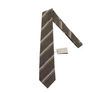 Tom Ford NWT Neck Tie in Olive Green/Navy w Gray Stripes 100% Silk Made in Italy - Picture 1 of 8