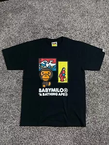 BAPE A BATHING APE BABY MILO TSHIRT KYOTO JAPAN ONLY SMALL BLK - Picture 1 of 8
