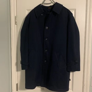 Vintage Boston Harbor WindJammer Navy Blue Trench Coat - Picture 1 of 11