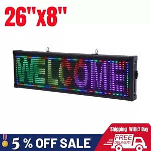 26"x8" LED Advertising Sign 7 Color Programmable Scrolling Message Display Board - Picture 1 of 12