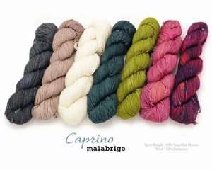 Caprino by Malabrigo - 80% Superfine Merino Wool/20% Cashmere Sport Wt-17 COLORS - Picture 1 of 19