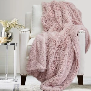The Connecticut Home Company Throw Blanket, Soft Plush Reversible Shag and Sh... - Picture 1 of 9
