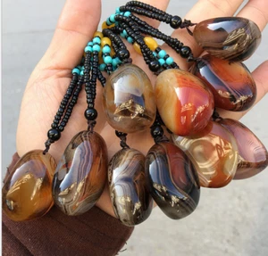 1 Stck. Naturseide Achat Polierter Kristall Quarz Anhänger Sardonyx Reiki Heilung - Bild 1 von 5