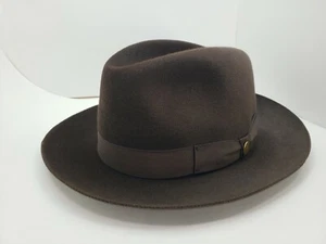 GUERRA 1855 CASHLUX CASHMERE FELT TOP QUALITY FEDORA HAT BROWN MADE IN ITALY - Picture 1 of 8