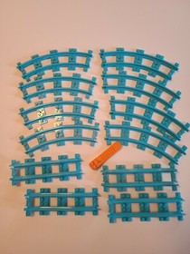 12 LEGO Medium Azure Blue Train Track Pieces Friends Roller Coaster From 41130