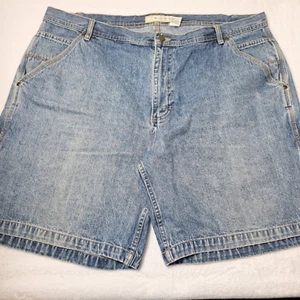 Vtg CHEROKEE Carpenter Denim Shorts Mens Sz 42 Med Blue Jorts Baggy Hammer Loop - Picture 1 of 6