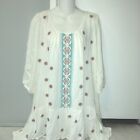 Umgee Women's Blouse Size L Off White Geometric Long Sleeve Tribal Floral