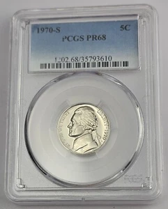1970 S San Francisco Mint Proof Jefferson Nickel 5c PCGS PR 68 - Picture 1 of 4