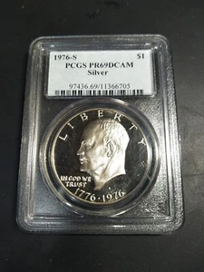 1976 S Eisenhower Silver $1 Dollar PR69DCAM PCGS - Imagen 1 de 11