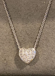 Roberto Coin AUTHENTIC 18K WHITE Gold Pave Diamond Heart 0.15ctw Necklace NWT - Picture 1 of 7