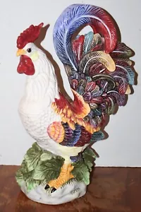 Vintage 15” Multi Color Rooster Figurine Classic Majolica Glaze Ex Condition - Picture 1 of 6