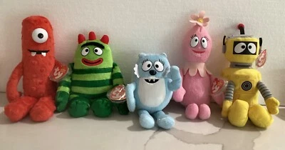 Ty Yo Gabba Gabba Beanies Conjunto Completo de 5: PLEX, MUNO, BROBEE, FOOFA, TOODEE - Imagem 1 de 4
