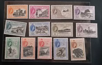 SIERRA LEONE 1956 QEII 1/2d to £1 SG 210 - 222 Sc 195 - 207 pictorial set 13 MNH - Image 1 of 2