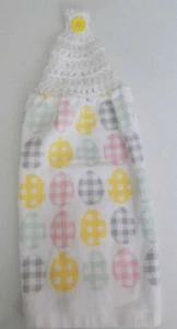 Asciugamano cucina cotone stampa UOVA ASSORTITE all'uncinetto top PASQUA - Foto 1 di 2