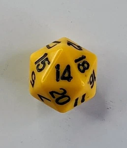 Vintage 1990s The Armory d20 RPG Die Opaque Yellow/Black Taiwan Mould - Picture 1 of 2
