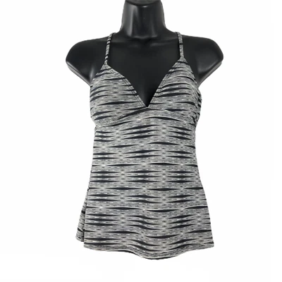 Camiseta de natación Tankini Athleta Ariel recortada para mujer talla XS negra y blanca estampada Foto 1 de 4