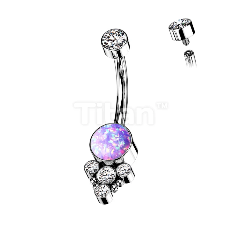 Joyería ombligo ópalo púrpura/circonita cúbica transparente Foto 1 de 1