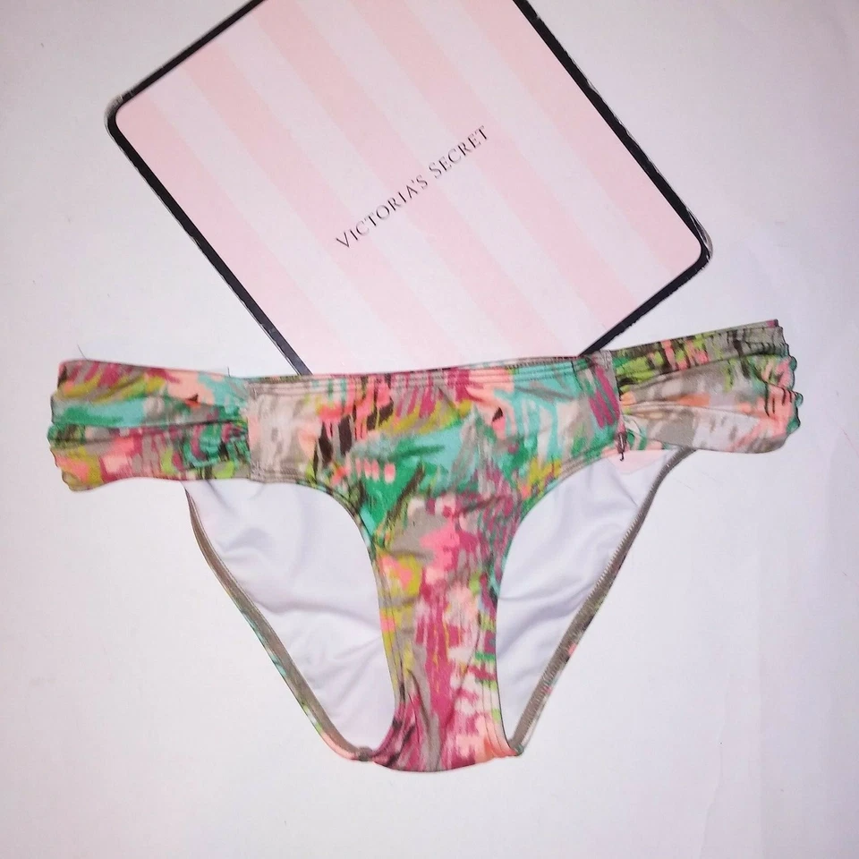 Victoria Secret Swim Bikini Bottom Knockout Side Ruffle Solid Stripe Floral - Image 1 of 4