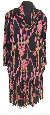 1980s LS COLLECTIONS BY SUNU Micro Ribbed Drop Waist Cowl Neck Dress Size XL - Image 1 of 4