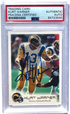 Fleer Focus #40 1999 firmado por Kurt Warner automático radiocontrol novato de la corte St. Louis Rams PSA Foto 1 de 2