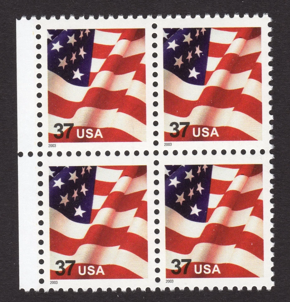 Scott #3629F Waving Flag Block of 4 Stamps - MNH - Image 1 of 1