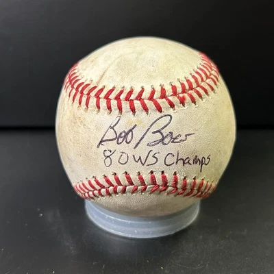 Bob Boone In Person Autographed + Inscribed Baseball Phillies + Angels SEE DESC - Image 1 of 4