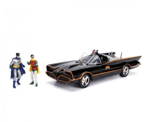 JADA 98625 MINIATURE DC COMICS BATMOBILE W/FIGURES BLACK 1966 1/18 - Picture 1 of 1
