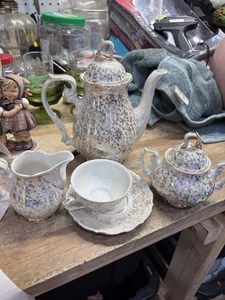 Mitterteich Schlottenhof Teeservice Bavaria irisierend antik Fine China Gold - Bild 1 von 9