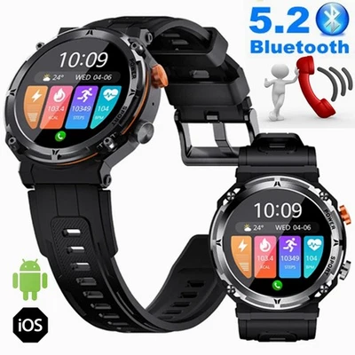 1,39'' Smartwatch Herren Taktisch Militär mit Bluetooth Anruf Blutdruckmessung - Bild 1 von 4