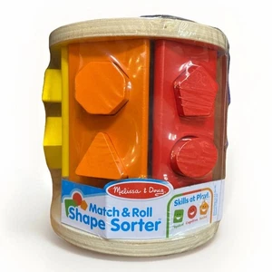 Melissa and Doug Match and Roll Shape Sorter - Classic Wooden Toy 14pc - Picture 1 of 3