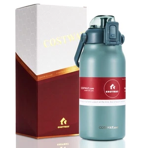 Costway 44oz Vacuum Insulated Stainless Steel Sports Water Bottle Leakproof - Picture 1 of 11