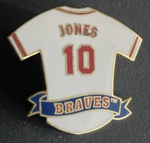 Vintage 1996 Atlanta Braves Chipper Jones Home White Jersey MLB 1 1/4” Pin Rare - Picture 1 of 3