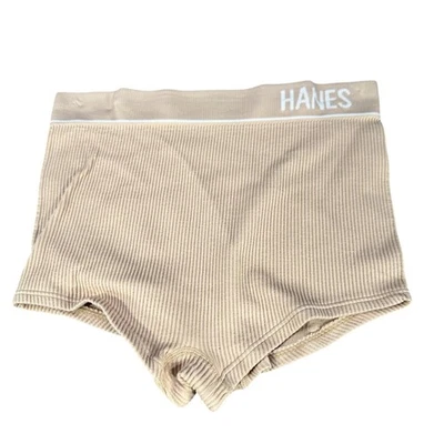 Pantalones cortos Hanes Originals para mujer talla mediana cintura alta acanalados beige nuevos sin etiquetas Foto 1 de 4