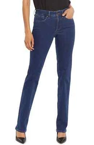 NYDJ Marilyn High Rise Straight Jeans Quinn Wash Size 4 Dark Blue Stretch Denim - Picture 1 of 7
