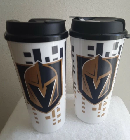 2 NHL VEGAS GOLDEN KNIGHTS TRAVEL TUMBLER CUP MUG W LID 32 oz NEW Cover