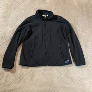 LL Bean Mens Large Fleece Sweat Shirt Black Full Zip Base Layer Outdoors Hiking - Picture 1 of 14