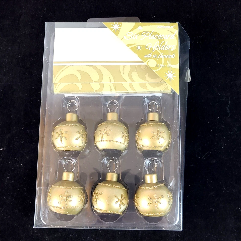 Seis portatarjetas Amscan con tarjetas de seis lugares tono dorado NUEVO caja abierta Foto 1 de 1