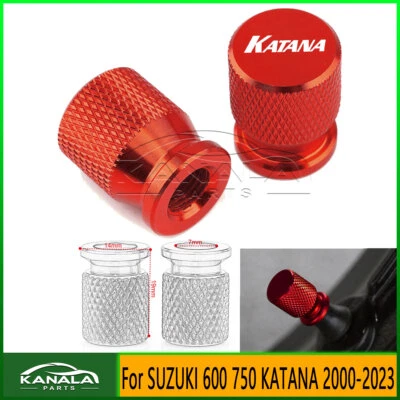 LOGO KATANA CNC Tire Valve Aluminum Covers For SUZUKI 600 750 KATANA 2000-2023 Foto 1 de 4