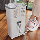 Movable Laundry Storage Basket Bathroom Washing Clothes Hamper Trolley Cart Home