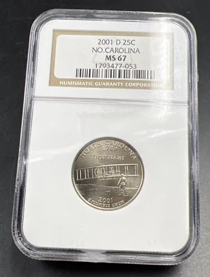 2001 D North Carolina State Statehood Quarter Coin MS67 NGC #053 - Image 1 of 4