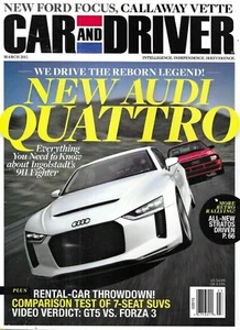 Car and Driver Magazine Audi Quattro Ford Focus Callaway Corvette Rentals 2011 - Foto 1 di 12