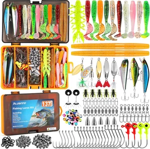 Fishing Lures, 137Pcs Tackle Box with Tackle Included, Crankbaits, Spoon, Hooks, - Picture 1 of 12