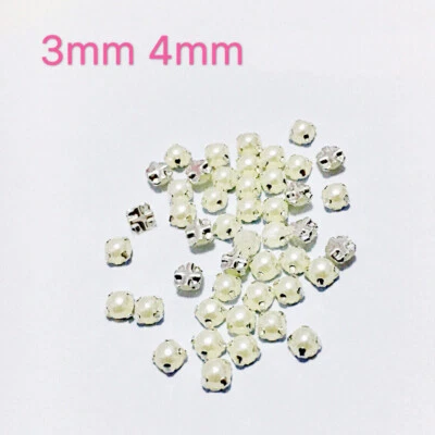 100Pcs Mini Pearl Beads Buttons Plastic Doll Clothing Dress Sewing DIY 3mm/4mm - Image 1 of 4