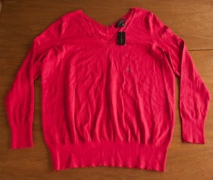 NUEVO Suéter Lane Bryant Mujer Talla Grande 18/20 Rojo Holiday Cuello en V Mangas Largas - Imagen 1 de 6