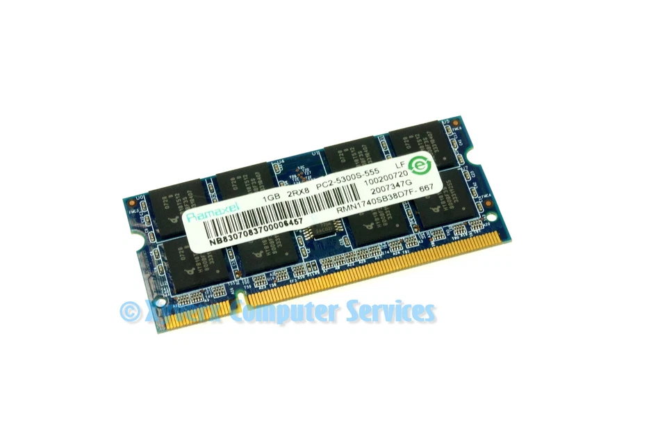 RMN1740SB38D7F GENUINE OEM RAMAXEL LAPTOP MEMORY 1GB 2RX8 PC2-5300S-555 - Image 1 of 2
