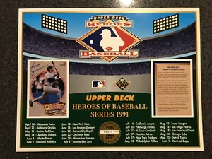 1991 UPPER DECK HEROES OF BASEBALL COLLECTORS SHEET CHECKLIST SGA PROMO /10.000 - Bild 1 von 1
