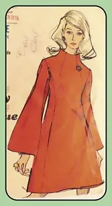 VESTIDO Misses de una pieza patrón mangas campana costuras princesa Vogue 7691 de colección 1969 - Imagen 1 de 4