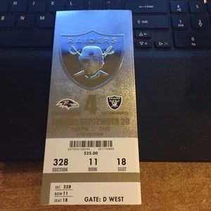2015 OAKLAND RAIDERS VS BALTIMORE RAVENS NFL FOOTBALL TICKET STUB 9/20 - Picture 1 of 1