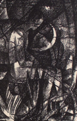 Männerakt Nacht Abstrakt Kubismus monogrammiert K M Lithografie 1920er Jahre - Bild 1 von 4