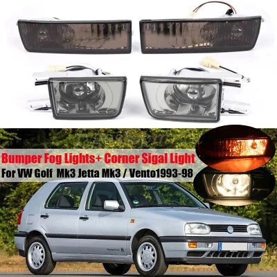 Luz antiniebla de parachoques delantero ahumada + lámpara de señal de giro para VW Jetta MK3 Golf 1993-1998 Foto 1 de 4